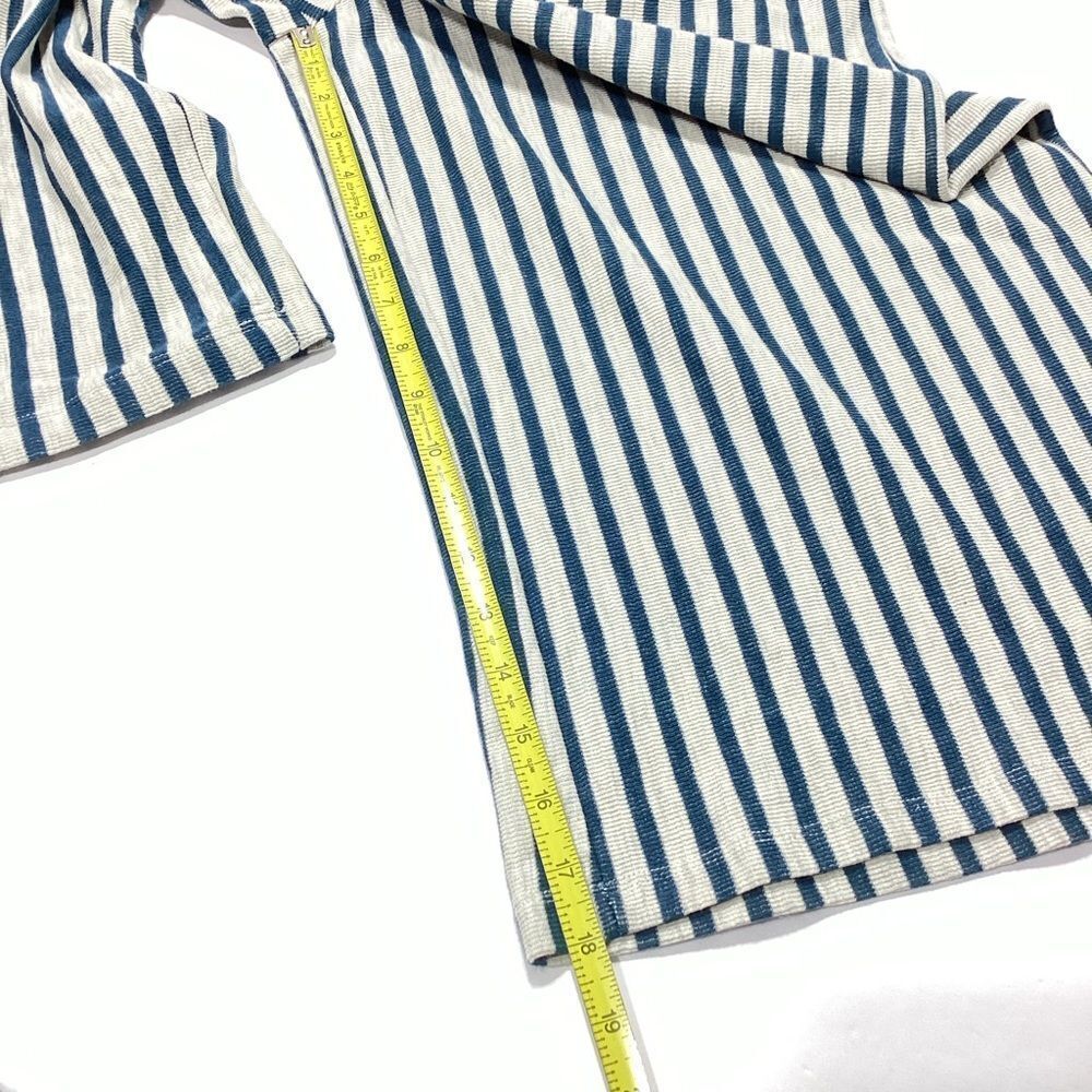 Pull & Bear Wide Leg Cropped Jumpsuit Size L Blue Gray Stripe Side Cutout Casual - Picture 11 of 14